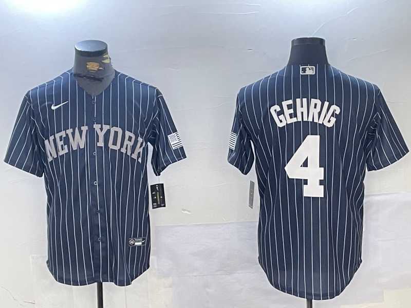 Men's New York Yankees #4 Lou Gehrig Navy Pinstripe Fashion Cool Base Jersey,We sell and wholesale Men's New York Yankees #4 Lou Gehrig Navy Pinstripe Fashion Cool Base Jersey on line form chian!